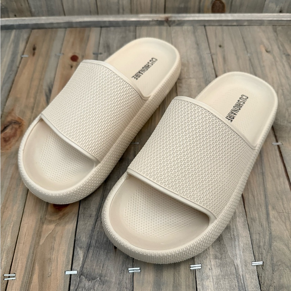 CUSHIONAIRE Feather EVA Slides for Women
